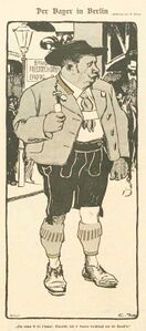 Karikatur "Der Bayer in Berlin", von Eduard Thöny (1866-1950), 1899. (Abb. aus: Simplicissimus Nr. 12 (1899), 305)