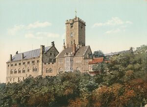 Wartburg bei Eisenach (Thüringen). Fotografie um 1900. (Bayerische Staatsbibliothek, Bildarchiv lore-000624)