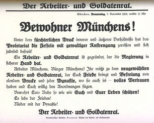 Bekanntgabe der Gründung des Arbeiter- und Soldatenrats. (Monacensia. Literaturarchiv und Bibliothek)