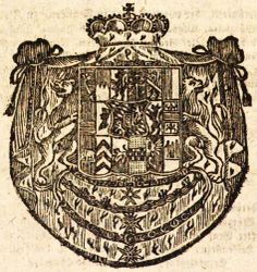 Großes Kurbayerisches Wappen von 1804. Abb. aus Regierungsblatt für die Churpfalzbaierischen Fürstenthümer in Franken aus dem Jahre 1804, 232. (Bayerische Staatsbibliothek, 4 Bavar. 3059 d-2)