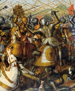 Die "Schlacht bei Ampfing" von Hans Werl (1588-1608), um 1600/1605. (Bayerische Staatsgemäldesammlungen, Staatsgalerie Burghausen, Inv. Nr. 3750)