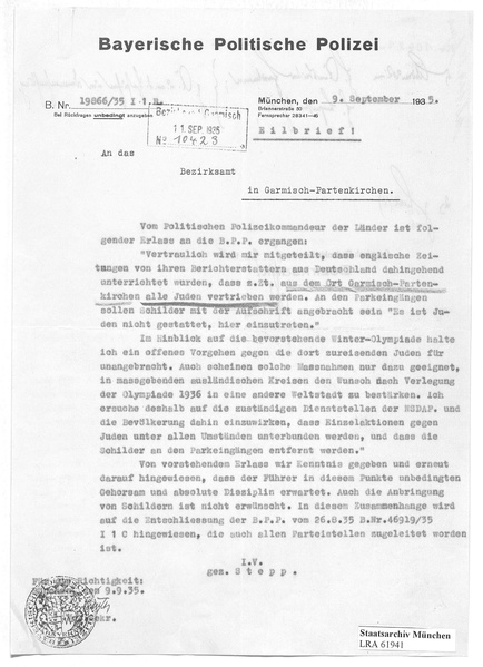 Datei:Olympische Winterspiele 1936 Erlass Bayerische Politische Polizei.pdf