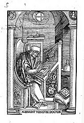 Albrecht von Eyb. Holzschnitt aus der von Gabriel von Eyb veranlassten Ausgabe des Sittenspiegels von 1511. (Albrecht von Eyb, Spiegel der sitten …, Augsburg 1511)