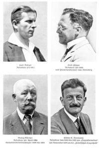 Die Redakteure Karl Bröger (1886-1944), Emil Fischer, Georg Gärtner und Erwin Neumann. (Abb. aus: Gärtner, Mit uns zieht eine neue Zeit, nach S. 376)
