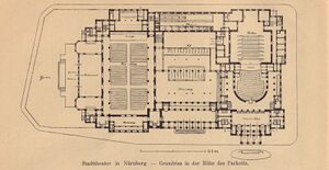 Grundriss des Stadttheaters Nürnberg in Höhe des Parketts, in: Süddeutsche Bauzeitung 26 (30. Juni 1906), 202.