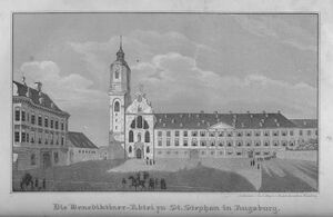 St. Stephan in Augsburg. Stahlstich 1846. (Bayerische Staatsbibliothek, Bildarchiv port-000668)