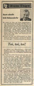 Grußwort von Chefredakteur Erich Helmensdorfer (1920-2017) in der ersten Ausgabe der tz vom 18. September 1968, 2. (tz)