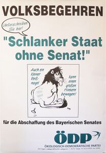 Plakat der ÖDP zum Volksbegehren "Schlanker Staat ohne Senat". (ÖDP Bayern)
