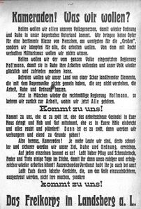Aufruf zur Bildung des Freikorps Landsberg. (Bayerische Staatsbibliothek, 4 H.un.app. 219 t-1/145)
