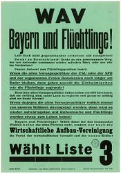 Wahlaufruf der WAV anläßlich der Verfassungsgebenden Landesversammlung am 30. Juni 1946. (BayHStA PS 26373)