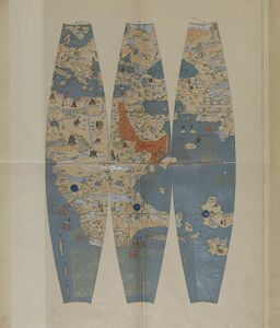 Segmente des Globus in der Darstellung von Ernst Ravenstein (1834-1912). (Germanisches Nationalmuseum, Inv.-Nr. Bibl. 2° Bg 1348h, Foto: M. Runge)