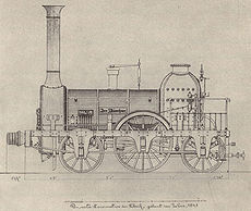 Die erste Lokomotive Maffeis "Der Münchner" 1841. (aus: Hundert Jahre Krauss-Maffei München 1837-1937, 16)