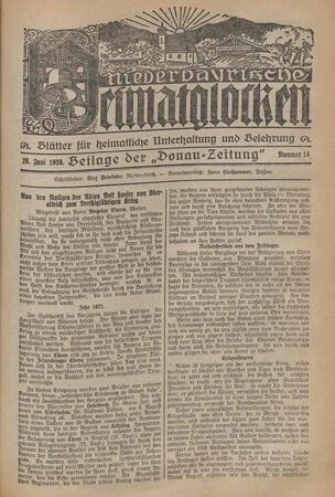 Beilage Niederbayerische Heimatglocken (Nr. 14 vom 26. Juni 1926)