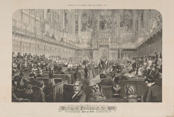 Sitzung des House of Lords 1859. (Bayerische Staatsbibliothek, Bildarchiv port-034376)