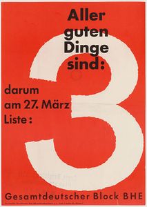 Wahlplakat des BHE zur bayerischen Kommunalwahl im März 1960. Druck von J. Deschler KG. München. (Bayerisches Hauptstaatsarchiv, Plakatsammlung 25826)