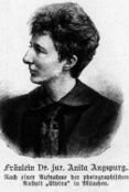 Anita Augspurg (USPD, 1857-1943), Vertreterin des Vereins für Frauenstimmrecht im Provisorischen Nationalrat. (Bayerische Staatsbibliothek)