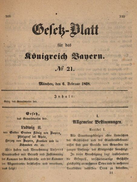 Datei:Gesetzblatt Koenigreich Bayern 21 1868.jpg