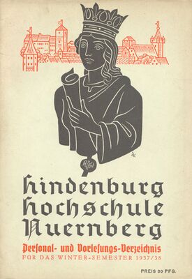 Titelseite des Vorlesungsverzeichnisses vom Wintersemester 1937/38. Broschur, 1937. (Universitätsarchiv Erlangen-Nürnberg H1/2c)