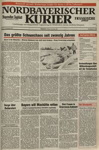 Titelblatt des Nordbayerischen Kuriers vom 16.1.1987. (Nordbayerischer Kurier)