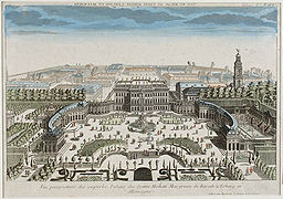 Schloss und Planstadt Erlangen, Kolorierter Kupferstich von Paul Decker (1677-1713), 1713. (Universitätsbibliothek Erlangen)