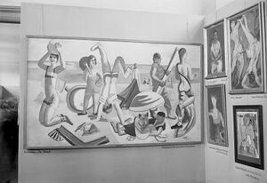 Max Beckmanns Gemälde "Der Strand", Raum 4 im Obergeschoß, Juli 1937. Foto: Kurt Huhle. (Stadtarchiv München, DE-1992-FS-NS-01566)