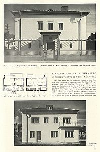 Beispiel für ein Wohngebäude der Zeit. Otto H. Weiß, Einfamilienhaus in Nürnberg. Abb. aus: Monatshefte für Baukunst und Städtebau 17 (1933), 1154. (Bayerische Staatsbibliothek, 4 A.civ. 102 g-17)