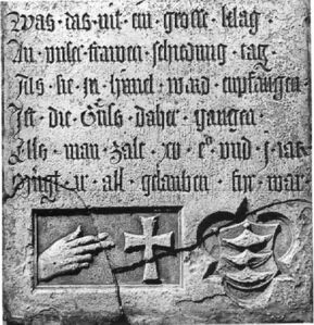 Hochwassermarke von 1501, Oberhausmuseum Passau, gotische Minuskel. (Foto: Bayerische Akademie der Wissenschaften, Kommission für die Herausgabe der Deutschen Inschriften des Mittelalters und der frühen Neuzeit)