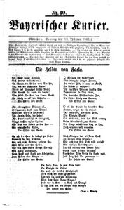 Oskar von Redwitz: Die Heldin von Gaeta. (Bayerischer Kurier Nr. 40 (10.02.1861))