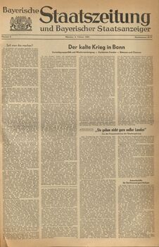 Titelblatt der BSZ vom 5.2.1955. (Bayerische Staatszeitung)