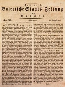 Publikation der Erklärung Franz II. vom 6. August 1806 in der Königlich Baierischen Staatszeitung vom 13. August 1806. (Bayerische Staatsbibliothek, 4 Eph.pol. 68-18)
