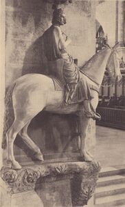 Das Reiterstandbild im Bamberger Dom. Abb. aus: Das Bayerland, Jahrgang 36 vom Oktober 1925, 612. (Bayerische Staatsbibliothek, 4 Bavar. 198 t-36)