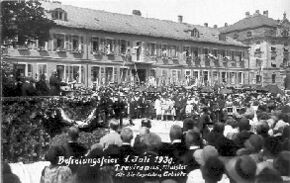 Staatliche Befreiungsfeier auf dem Speyerer Domplatz, 1. Juli 1930. (Stadtarchiv Speyer, Fotografie Arthur Barth)