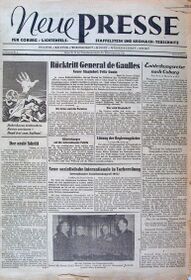 Titelblatt der Erstausgabe der Neuen Presse vom 25. Januar 1946. (Neue Presse Coburg)