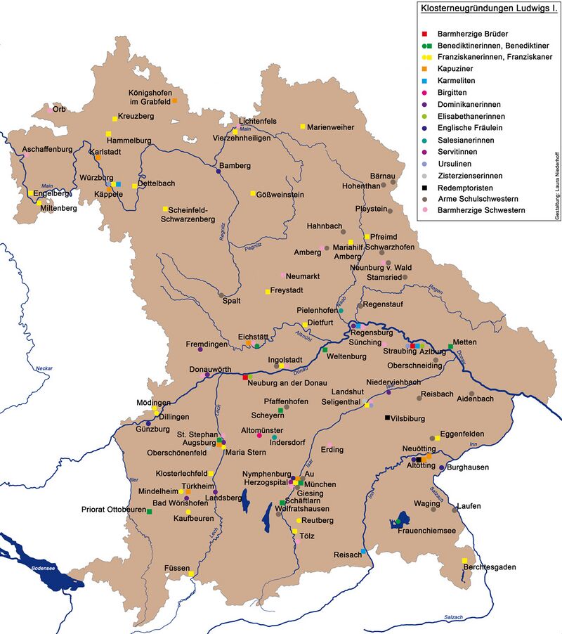 Klosterneugründungen Ludwigs I. – Historisches Lexikon Bayerns