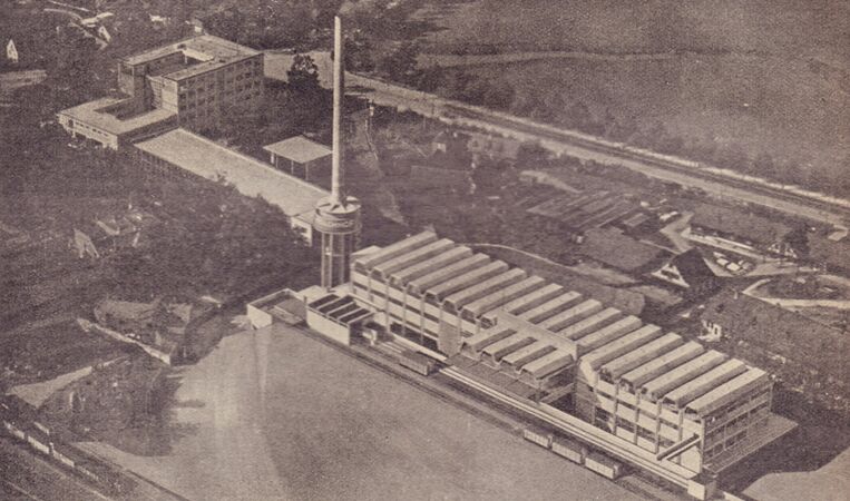 Der Milchhof Nürnberg, einer der größten Industriebauten der Zwischenkriegszeit. (Abb. aus: Die Bauzeitung/Süddeutsche Bauzeitung 41/28 vom 5. November 1931, 403)