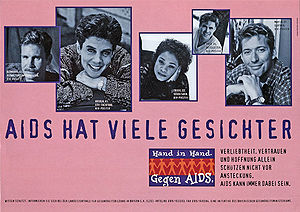Poster "Aids hat viele Gesichter", 1997. (Kommunikationsagentur Schultze. Walther. Zahel. GmbH)