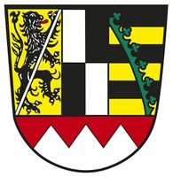 Der Fränkische Rechen im 1960 angenommenen Wappen des Bezirks Oberfranken. (© Bezirksverwaltung Oberfranken)