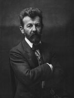 Der Dichter Richard Dehmel (1863-1920), Gravur nach einer Fotografie, undatiert. (Bayerische Staatsbibliothek, Bildarchiv port-010429)