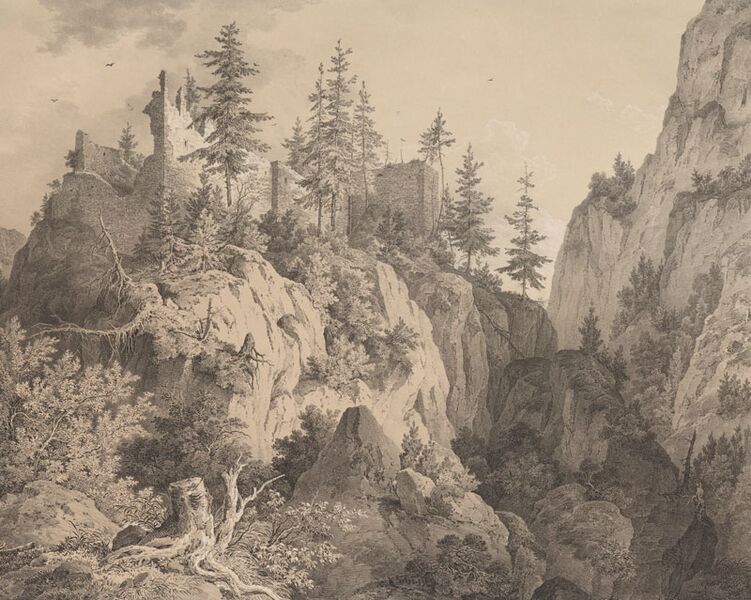 Datei:Burg Hohenschwangau Lithographie 1844-1846.jpg