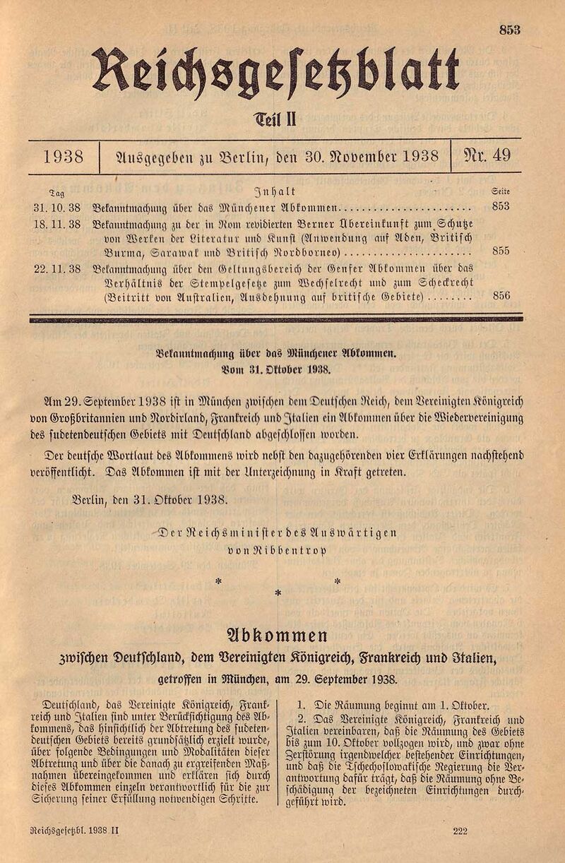 Münchener Abkommen, 1938 – Historisches Lexikon Bayerns