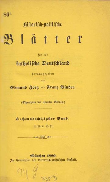 Datei:Titelblatt Historisch-politische Blaetter 86 1880.jpg