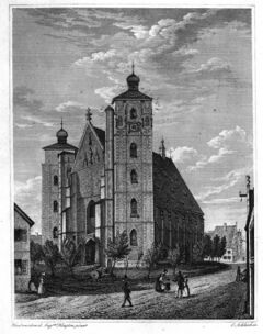 Das Liebfrauenmünster. Stahlstich um 1840 von Carl Schleich (1788-1840). (Bayerische Staatsbibliothek, Porträt- und Ansichtensammlung)