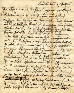 Erste Seite des Schreibens Ludwigs I. an Eduard von Schenk, 27. Juli 1826, in welchem er die Idee der Neugründungen der Klöster erstmals aufgriff. Den vollständigen Brief finden Sie hier. (Archiv der Abtei Metten, Korrespondenz-Sondergut Nr. 1)
