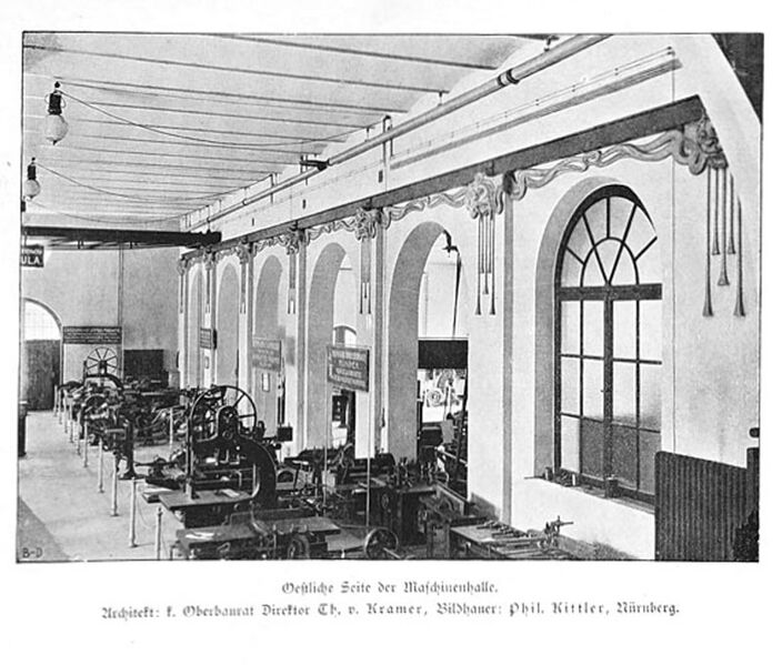 Datei:Gewerbemuseum Nuernberg Maschinenhalle 1900.jpg