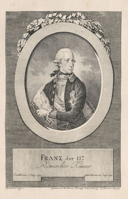 Kaiser Franz II. (1768-1835), Kupferstich von Paul Wolfgang Schwarz (1766-1826), 1797. (Bayerische Staatsbibliothek, ana-003809)